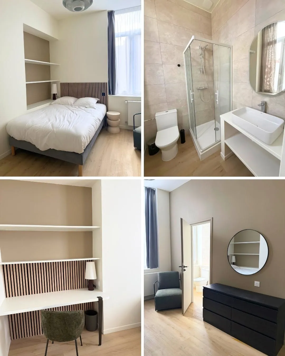 Détails chambre et salle d'eau livrées