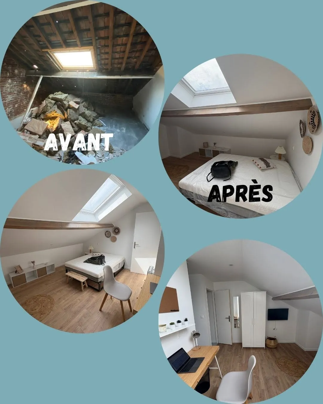 Combles aménagés à Saint-Michel, avant / après